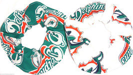2 Miami Dolphins White Teal Fabric Hair Scrunchie Scrunchies by Sherry NFL - $14.95