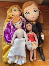 Lot of 4 Disney Plush Rapunzel Brave Frozen II Mulan Stuffed Movie Character - £11.88 GBP