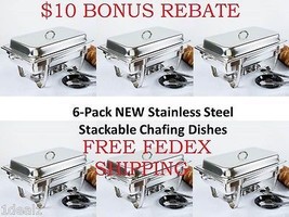 6-Pack NEW Choice Full Size 8 Qt. Stackable Stainless Steel Chafing Dishes + $ - $483.13