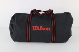 Vintage 90s Wilson Spell Out Stripe Handled Gym Duffel Bag Carry On Black - $44.50