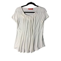 Elle Womens Small White Short Sleeve Tee Tshirt Shirt TOp weave Chest de... - £10.27 GBP