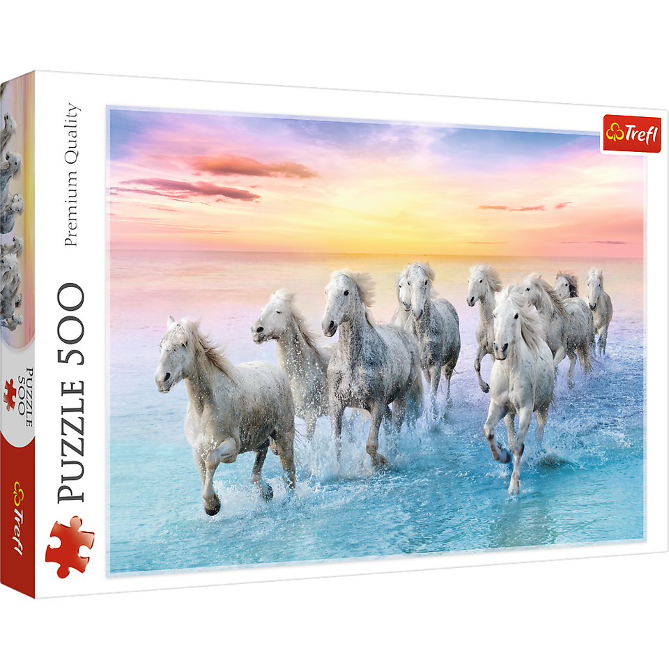 500 Piece Jigsaw Puzzles, Galloping White Horses, Animal Puzzles, Sunset... - $33.74
