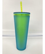 Starbucks Winter 2022 Green Yellow 24oz Grid Cold Cup Tumbler Studded - £36.52 GBP