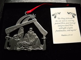 Cathedral Art Christmas Ornament Nativity O Come Let Us Adore Him Metal ... - £8.70 GBP