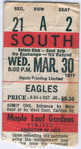 Eagles 1977 Ticket Stub Original Maple Leaf Gardens Toronto Red Section ... - £14.85 GBP