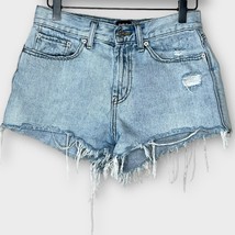 BDG girlfriend high-rise light wash distressed cutoff jean shorts size 27 - £19.03 GBP