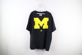 Vintage Adidas Mens 2XL Distressed Block M University of Michigan T-Shirt Black - £19.74 GBP