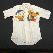 Vintage Disney Button Down Shirt Womens M White Studded Painted Donald Duck - £18.61 GBP