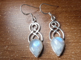 Blue Moonstone Infinity Teardrop 925 Sterling Silver Dangle Earrings u420p - £12.22 GBP