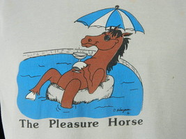 Vintage 80s The Pleasure Horse Jerzees Trashed Graphic Thin T Shirt L Ma... - £31.38 GBP