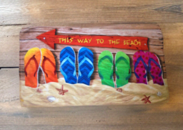 COPA Beach Towel &quot;This Way To The Beach&quot; Sign Sandals Thongs Large 30 x 60 - £8.24 GBP