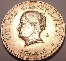 Large Rare Gem Unc Mexico 1944 UNC 5 Centavos~Excellent~Free Shipping - £4.85 GBP