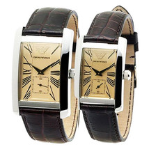 EMPORIO ARMANI HIS &amp; HERS CLASSIC WATCHES - AR0154 &amp; AR0155 - £199.79 GBP