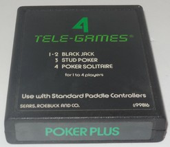 ATARI 2600 POKER PLUS vintage game Sears Tele Game Rare Green Letter Label - £37.45 GBP