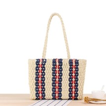 Summer Straw Beach Bag Handbags For Women 2022 Fashion Woven Stripe Shoulder Bag - £32.09 GBP