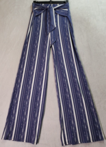 A. Byer Pants Women Medium Blue White Striped Over For Care Belted Elastic Waist - £14.34 GBP