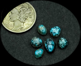 4.0 cwt. Very Rare Vintage Indian Mountain Lot of 6 Turquoise Cabochons  - £39.09 GBP