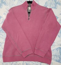 Women&#39;s Tommy Bahama 1/4 Zip Sweater Pink Mock Turtleneck LS Pullover Size M - £14.41 GBP