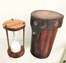 5&#39;&#39; Nautical Marine Wooden Sand Timer Vintage Hourglass With Leather Box... - £48.26 GBP