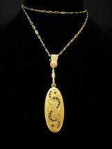 1900&#39;s Antique Oblong locket GORGEOUS gold Victorian necklace golden wat... - £219.82 GBP