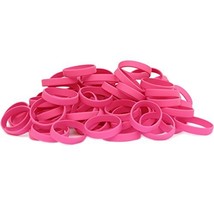 100 Child Size Pink Wristbands for Kids Silicone Bracelets [Jewelry] - £19.68 GBP