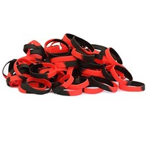 100 Child Size Red and Black Wristbands for Kids Silicone Bracelets [Jew... - £19.68 GBP