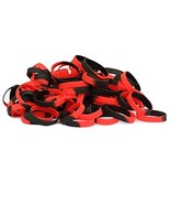 100 Child Size Red and Black Wristbands for Kids Silicone Bracelets [Jew... - £19.36 GBP