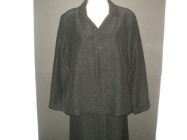 Chico&#39;s Private Edition Skirt Suit w/ Jacket Black Size 1 Small Subtle G... - £33.20 GBP