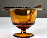 Rare Hand Painted Amber Depression Glass Compote Condiment Bowl With Spo... - $49.99