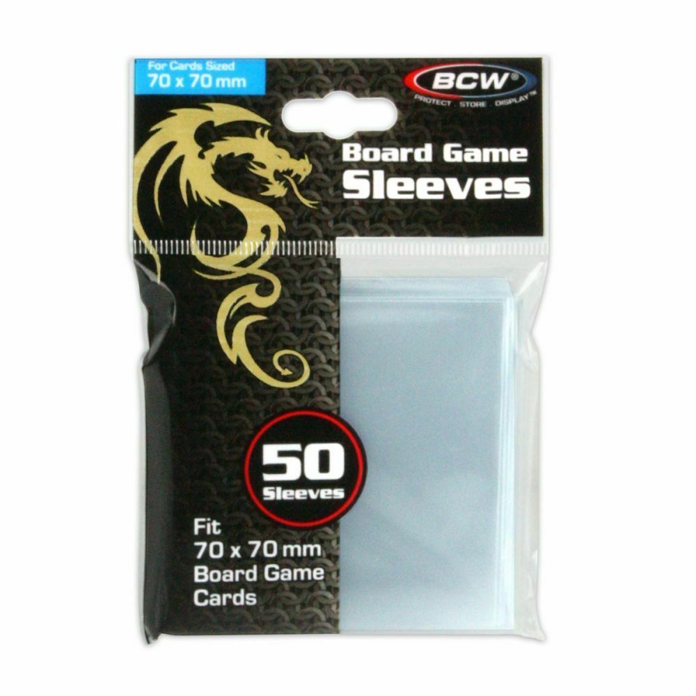 Primary image for 2 pack (100) BCW BOARD GAME SLEEVES for cards 70MM X 70MM Square No.1