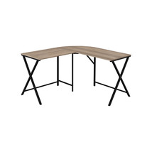 Monarch Specialties 55 in. Dark Taupe Top &amp; Black Metal Corner Computer ... - $187.91