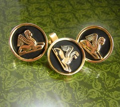 Egyptian SPHINX Cufflinks Winged Lion tie clip LARGE Vintage Mythical Pharoah Me - £137.61 GBP