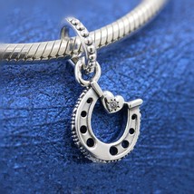 2020  Winter Release 925 Sterling Silver Good Luck Horseshoe Pendant Charm - £13.26 GBP