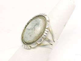 GREY LACE Agate RING in Sterling Silver - 1 inch long - Size 7 1/4 - $75.00