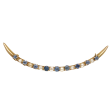 10k Yellow Gold Montana Sapphire and Pearl Crescent Pin Jewelry (#J7045) - $336.60