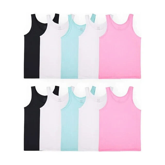 Fruit of the Loom Girls' Undershirts, Layering Tank Tops, 10 Pack M(8-10) - £17.92 GBP