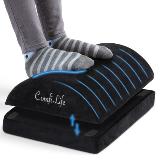 ComfiLife Under Desk for Office Adjustable Height Memory Foam Foot Rest