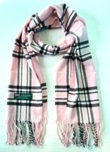Womens Winter Warm Scotland Made 100% Cashmere Scarf Plaid Light Pink #F07 - £6.14 GBP
