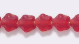 Czech Glass Star Beads, 6mm Transp Ruby Red Matte, 1 strand 100 stars - £1.58 GBP