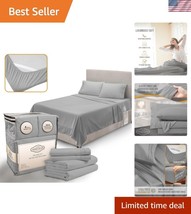 3-Piece Twin Bedding Set - Soft Light Gray Microfiber - Wrinkle &amp; Fade R... - $1,400.96 MXN