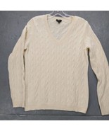 Talbots Cable Knit V-Neck Sweater Pure Cashmere Sz L - £21.83 GBP