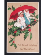 Good Wishes Christmas Umbrella PFB Paul Finkenrath Berlin Embossed Postc... - £11.97 GBP