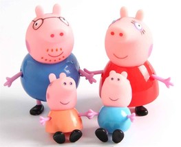 Peppa Pig CAKE TOPPER George Mummy Daddy 4 Figure Set Birthday Figurines Toy Set - £5.57 GBP