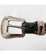 Nocona Black Leather Belt Square Silver Conchos Size 24&quot; - $15.99