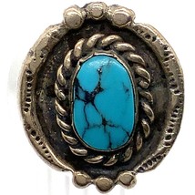 Vintage Sterling Native American Old Pawn Natural Turquoise Stone Ring sz 8 1/2 - £59.35 GBP
