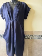 Whistles Navy Broadcloth Short Sleeve Shift Dress SZ 2 EUC - £60.29 GBP