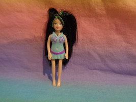 Polly Pocket Mattel Girl Doll Long Black Iridescent Tinsel Hair - as is - $3.22