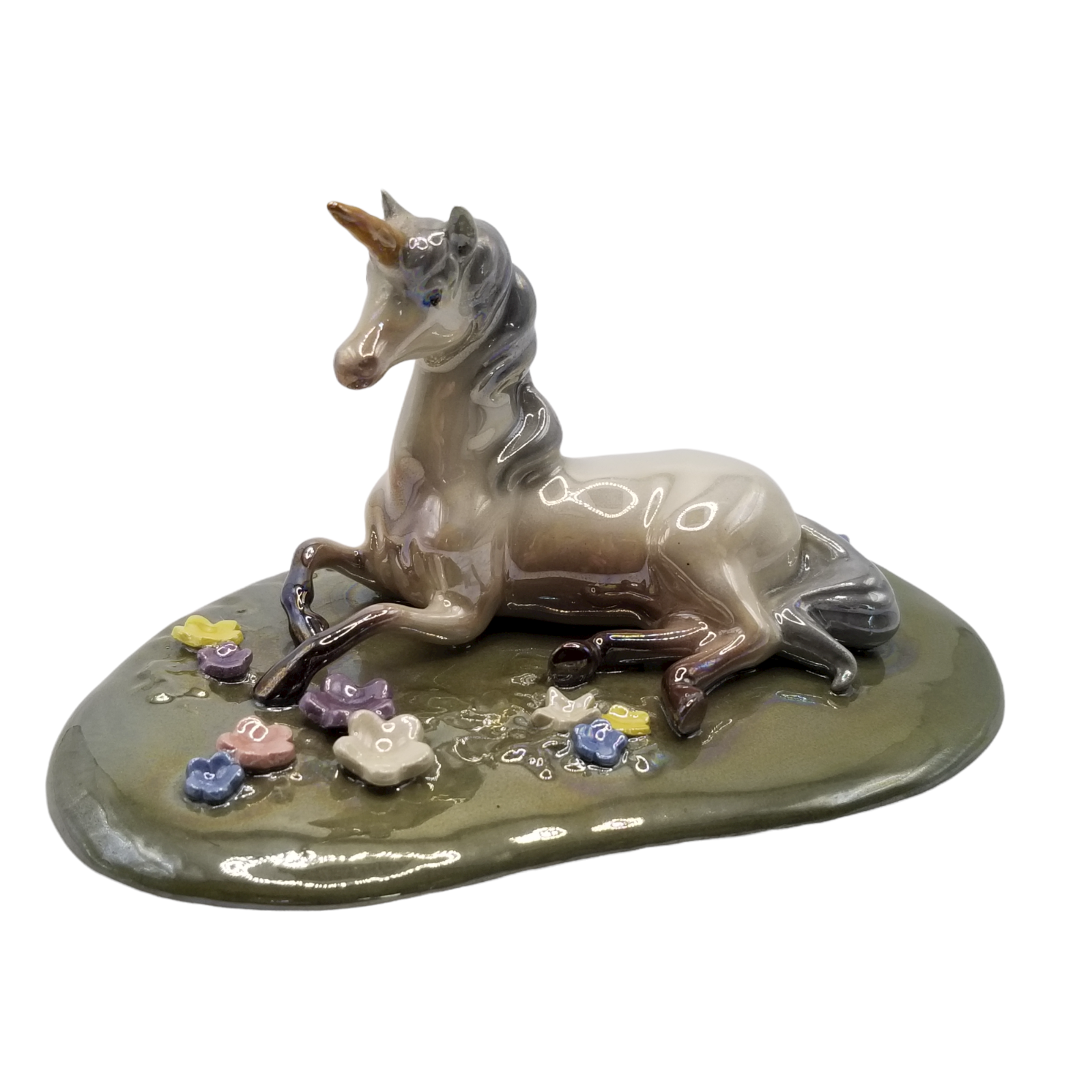Primary image for Hagen-Renaker UNICORN Figurine RETIRED #3040 Ceramic Horse with Horn Laying Down