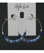 Style &amp; Co Silver-Tone Blue Mixed Beads Hoop Earrings - $9.00
