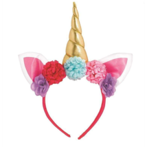 Unicorn Deluxe Headband Tiara with Flowers Birthday Party Favors Ages 4+... - €6,90 EUR